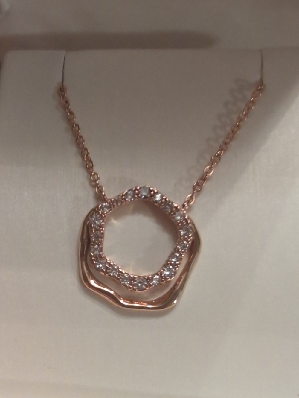 Alicia Bonnie Rose Gold Double Circle Pendant Necklace with Pavé Crystals